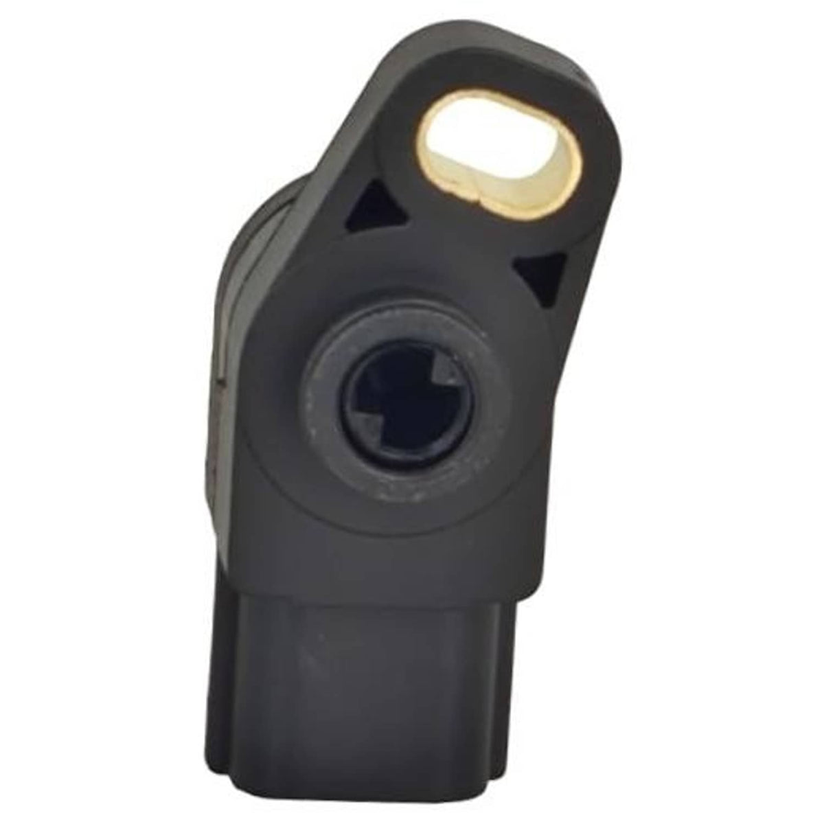 Black throttle position sensor with oval mounting tab and electrical connector