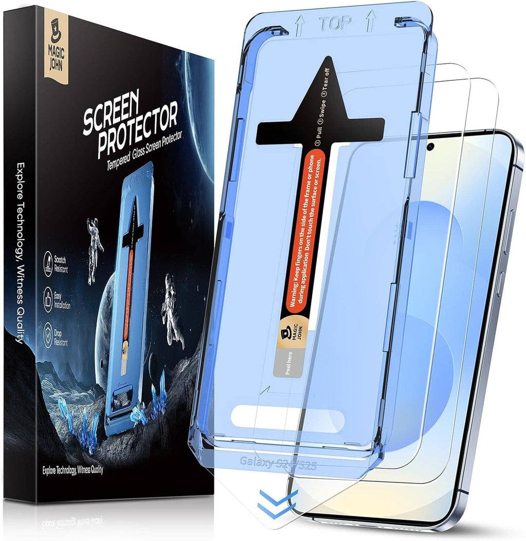Clear screen protector set with two tempered-glass sheets for Samsung Galaxy S25 6.2