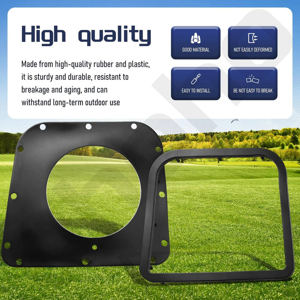 Black bagger seal and frame set with circular opening and bolt holes
