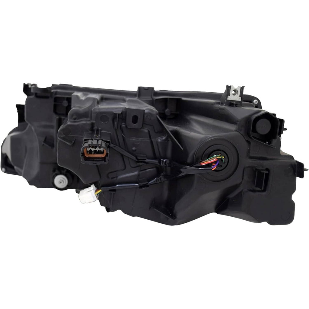 Right LED headlight module with wiring connector and round bulb housing
