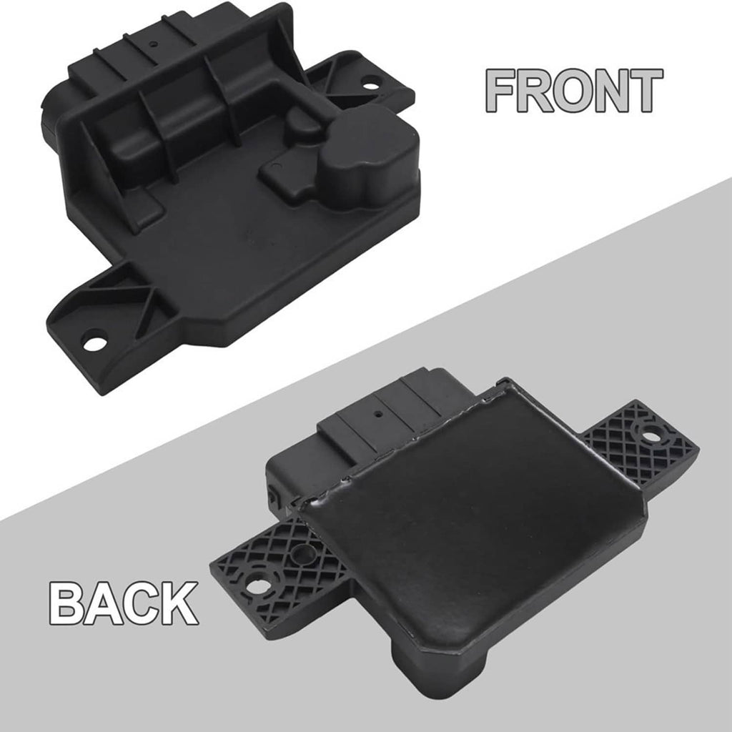Fuel pump power control module, black plastic electrical housing with mounting tabs
