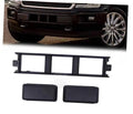 Front bumper lower grille trim panel kit with black plastic frame and two inserts