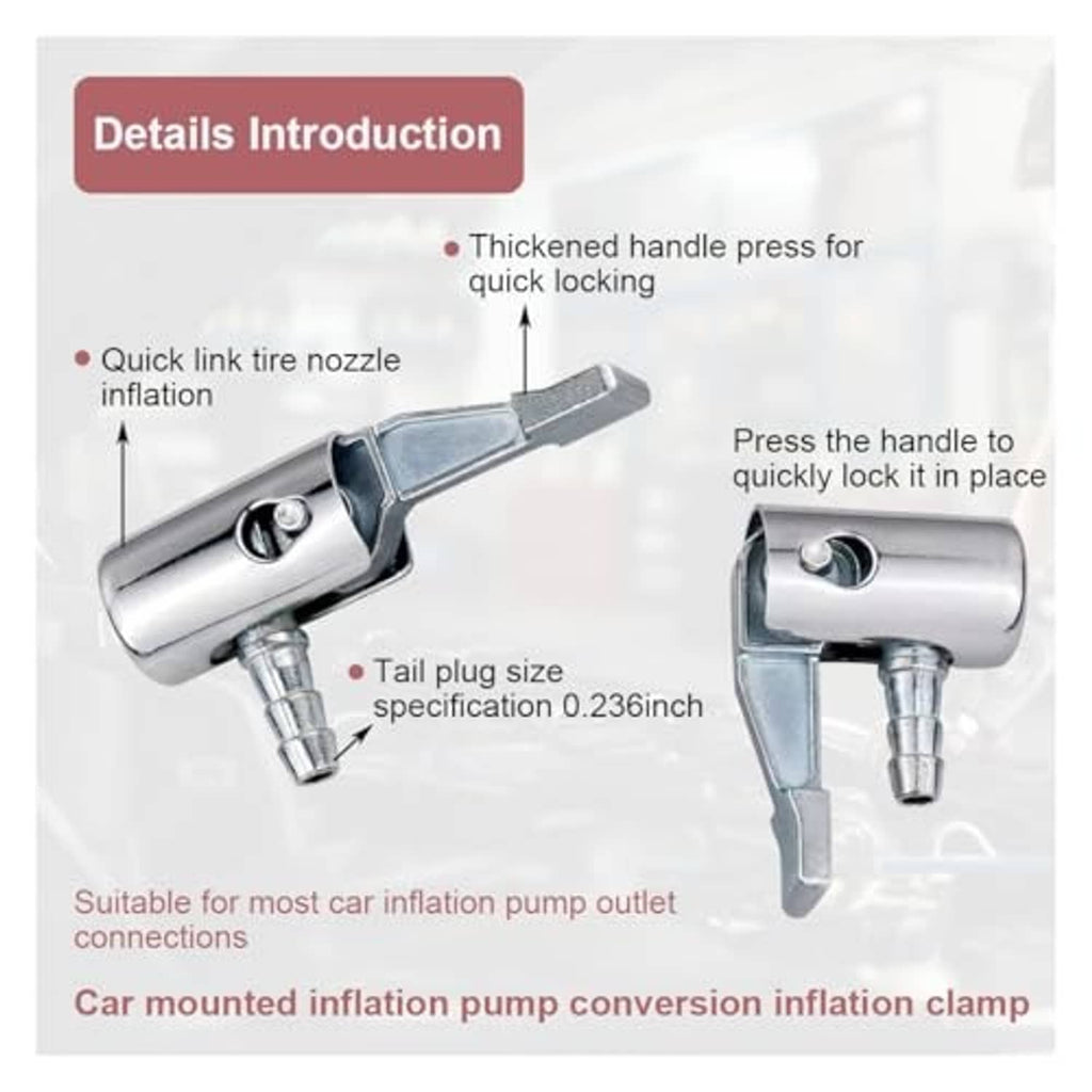 Metal tire nozzle inflator chuck with quick-lock handle and tail plug
