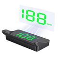 Black car HUD display showing green speed digits and “MPH” on the screen