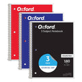 Oxford 3-pack 5-subject spiral notebooks with red, blue, and black covers