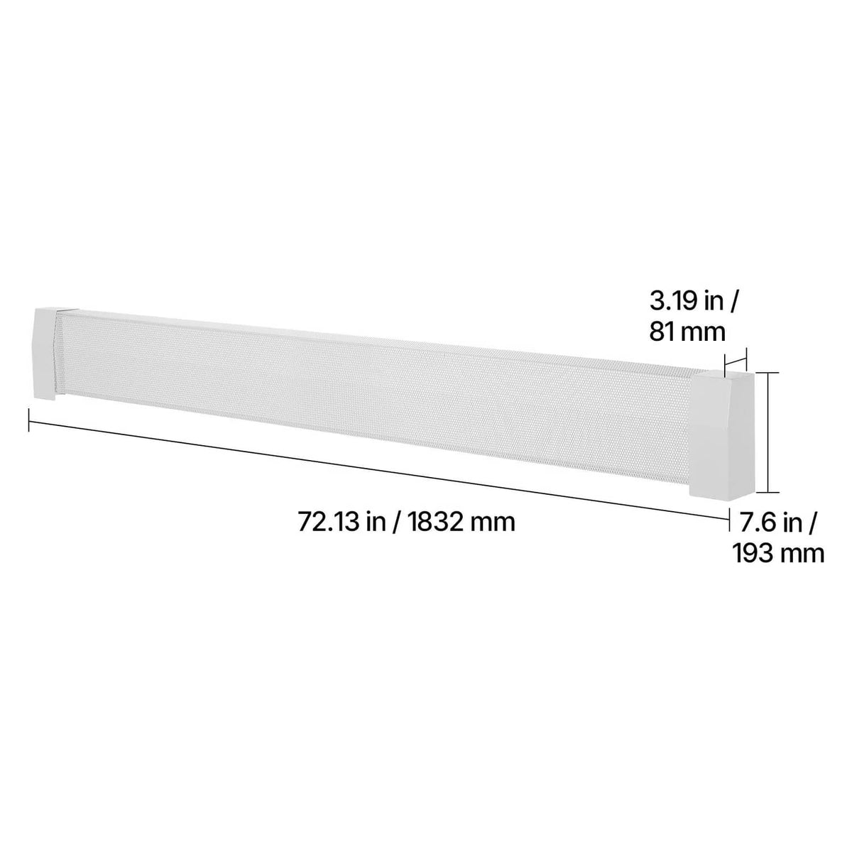 White 72.13 in baseboard heater cover with side end caps