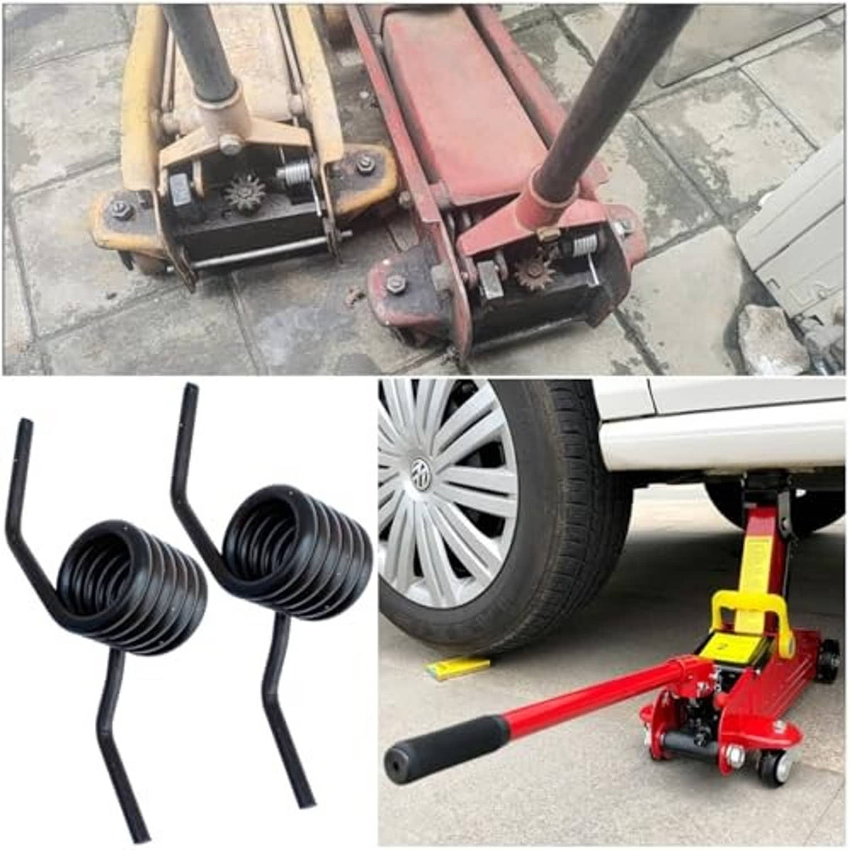 Hydraulic jack spring replacement set: black coil springs with short angled mounting stems