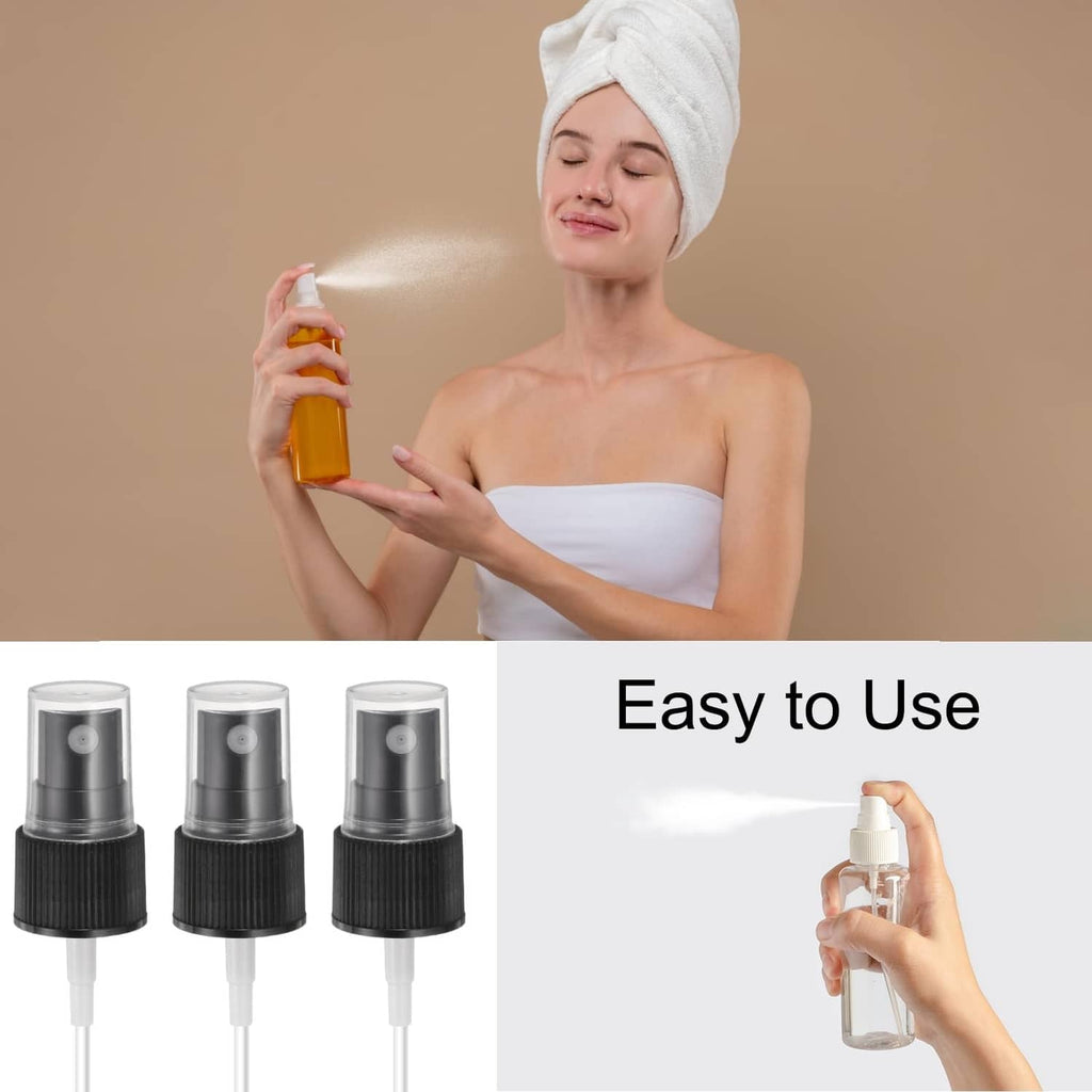 Fine mist spray top in use: person holding a bottle with spray nozzle