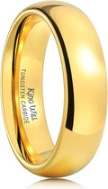 Gold plated tungsten carbide ring with inner engraving, glossy comfort-fit band