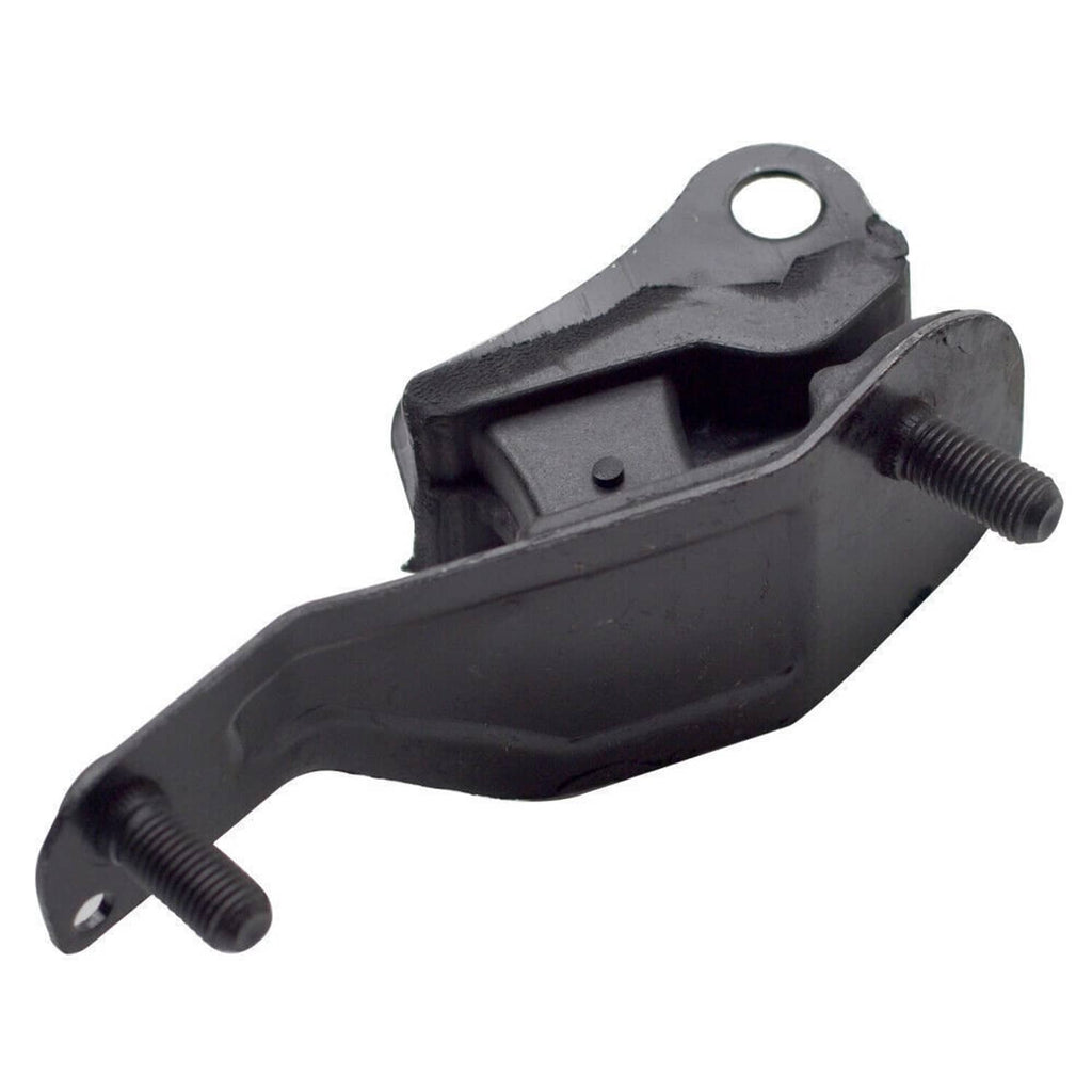 Black rubber engine mount with long arm bracket and two threaded studs