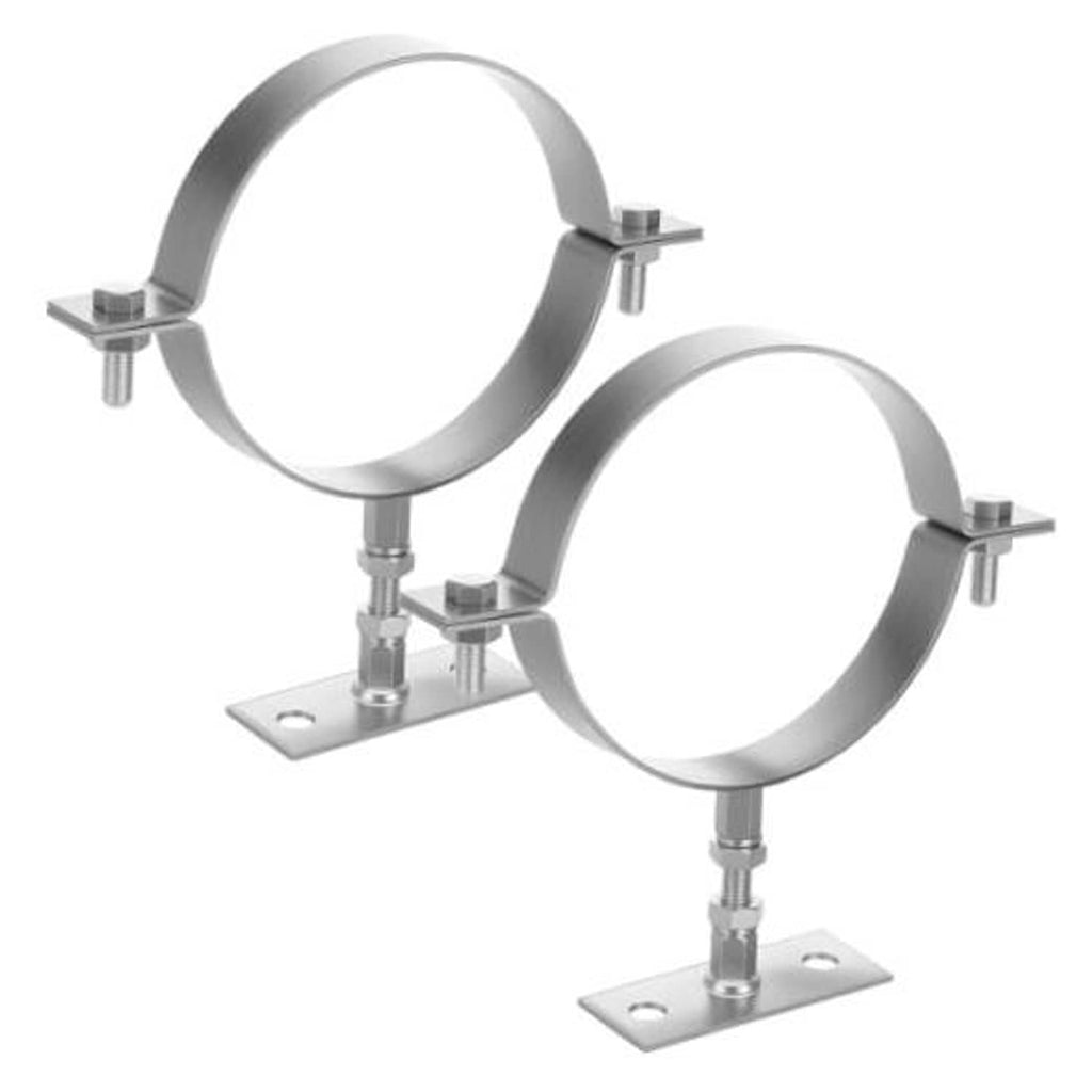 Galvanized steel adjustable pipe split-ring brackets with base plates, 2-piece set