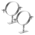 Galvanized steel adjustable pipe split-ring brackets with base plates, 2-piece set