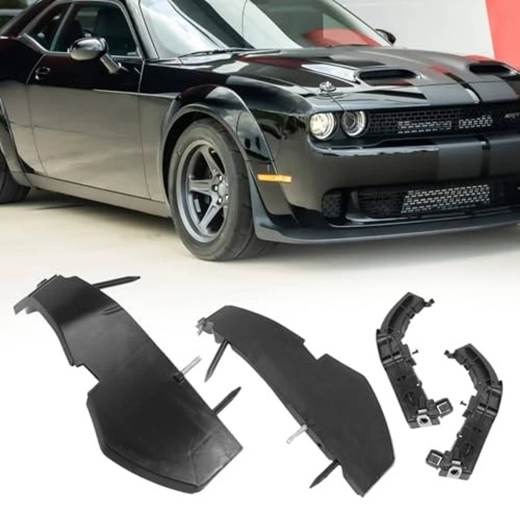 Front bumper bracket covers kit with multiple dark plastic sections and brackets.
