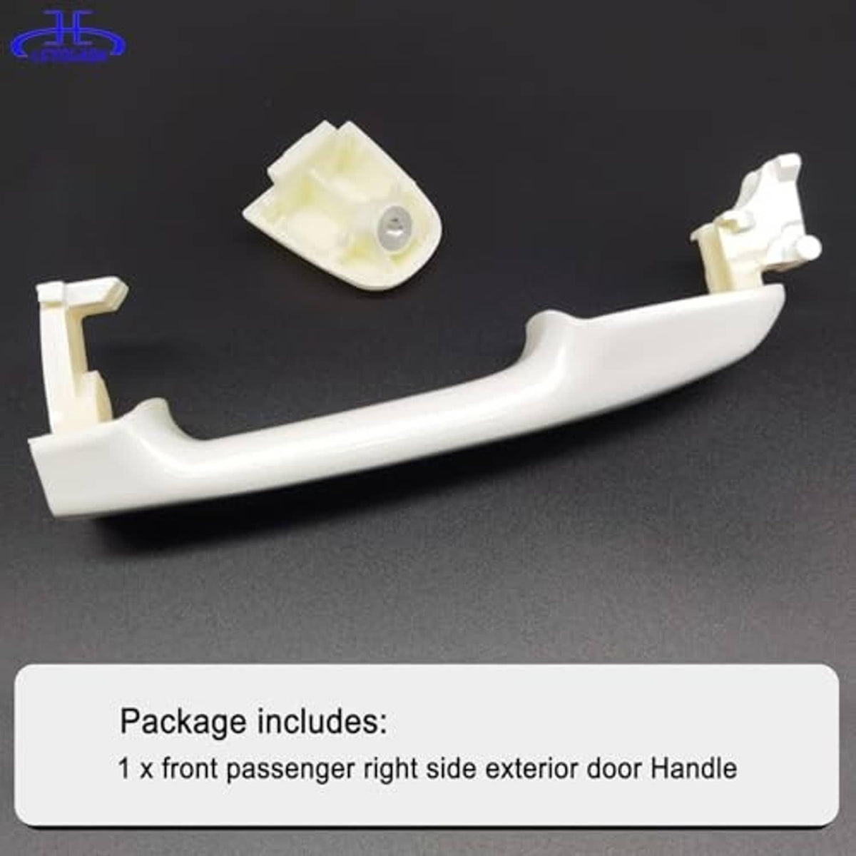 White exterior door handle assembly with small mounting parts