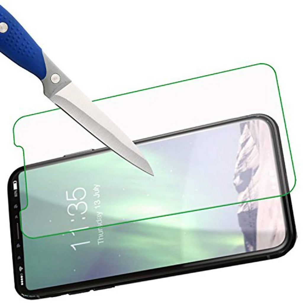 iPhone screen protector glass film applied with green alignment guide