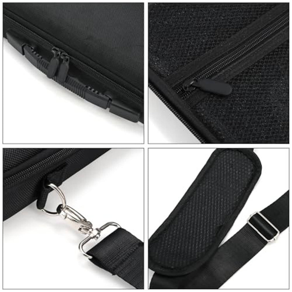 Black zip pocket billiard case with metal zipper pull and secure strap attachment