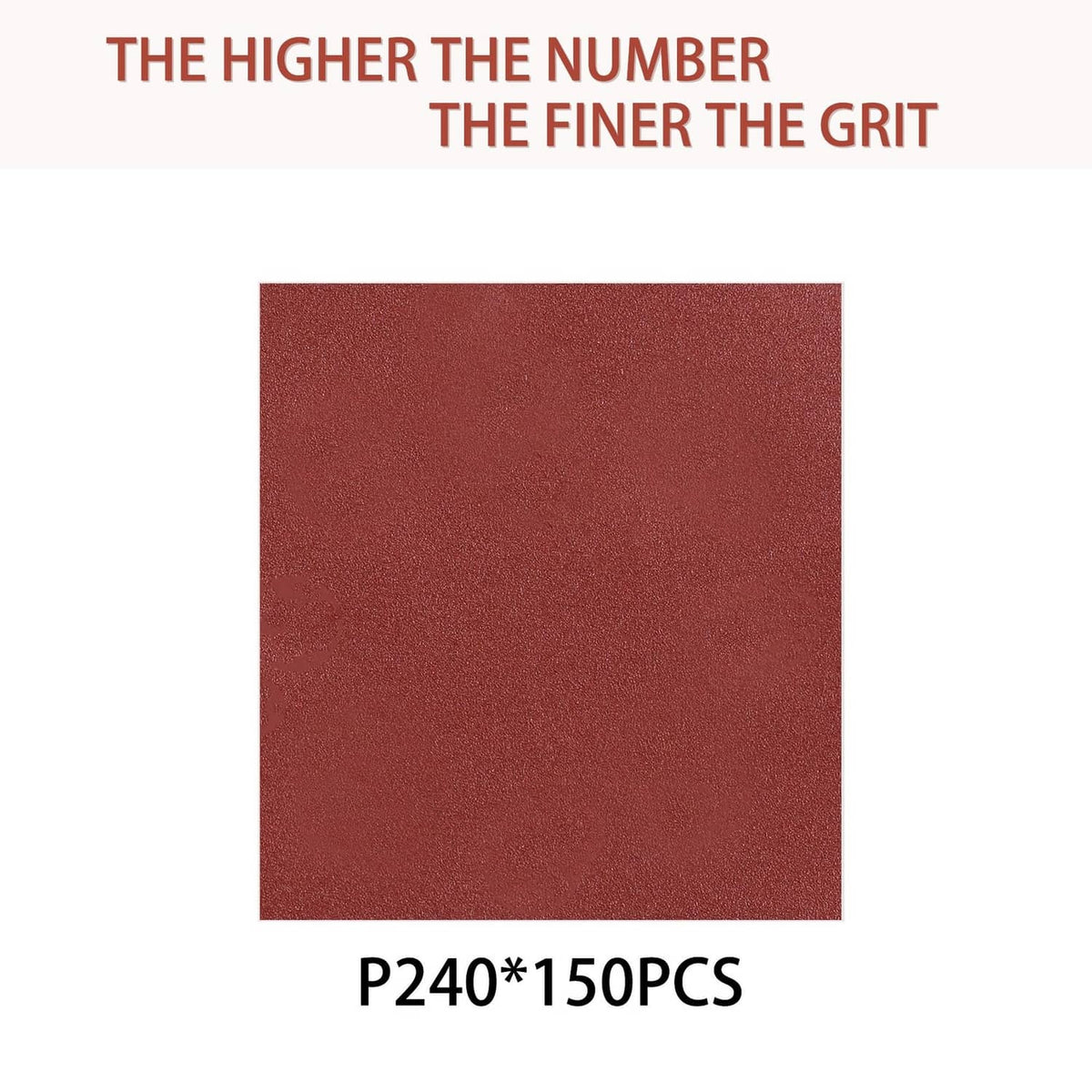P240 grit sanding discs: red-brown abrasive square marked "P240"