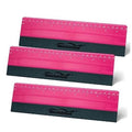 Rose pink vinyl wrap squeegee with dark rubber edge and measuring scale, 25cm