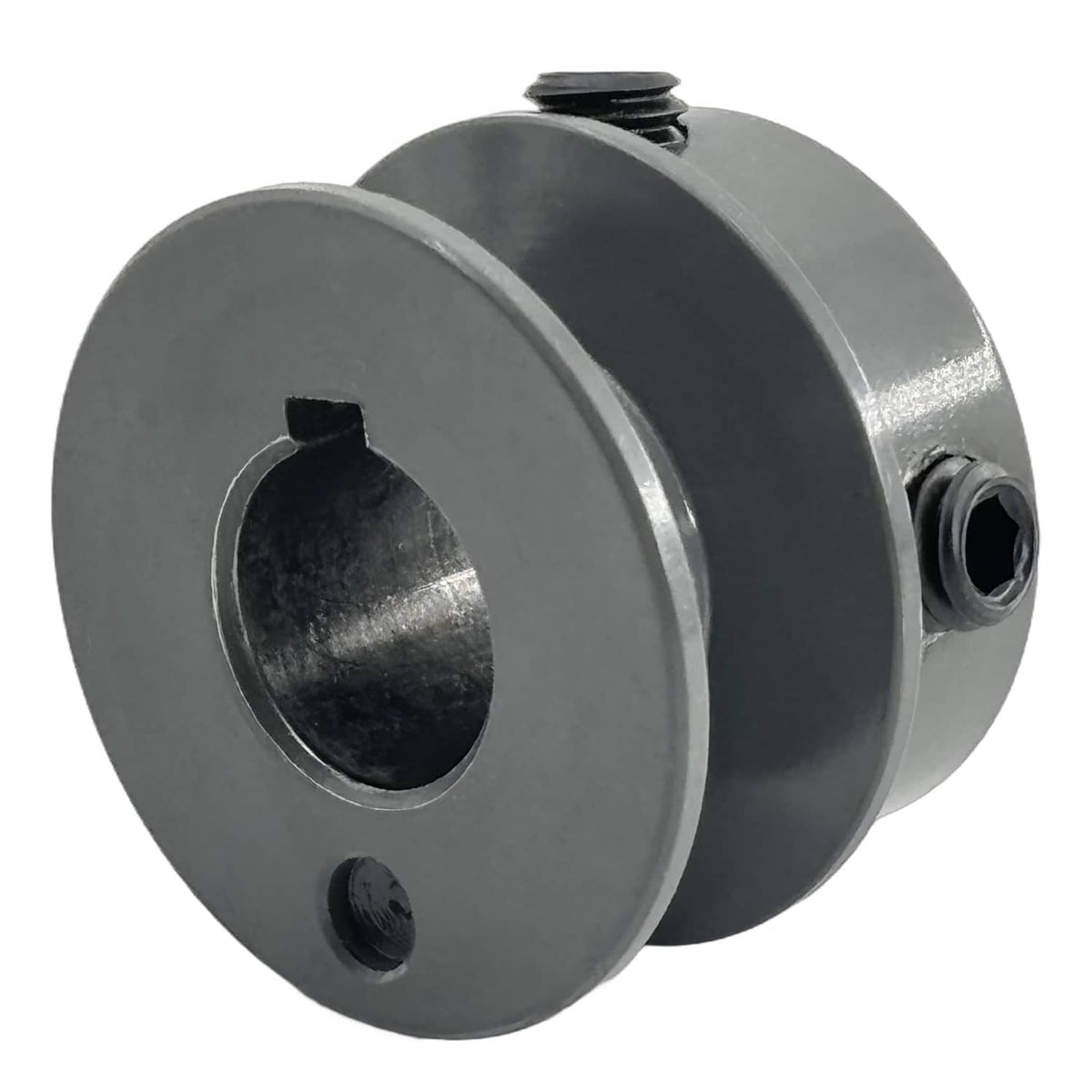 AK15 belt pulley sheave end view with 5/8 in bore and set screw