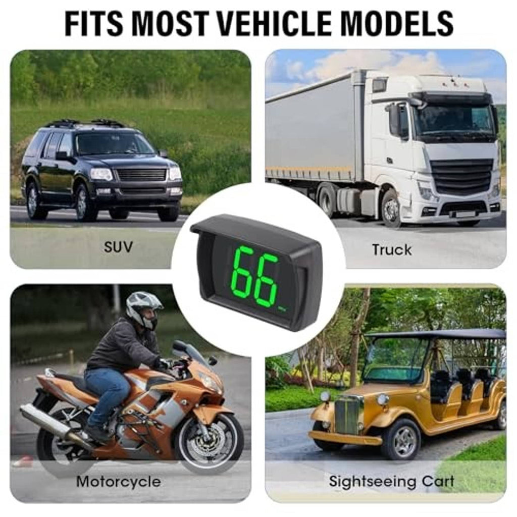Black GPS HUD speedometer with green digits shown for SUV truck and motorcycle