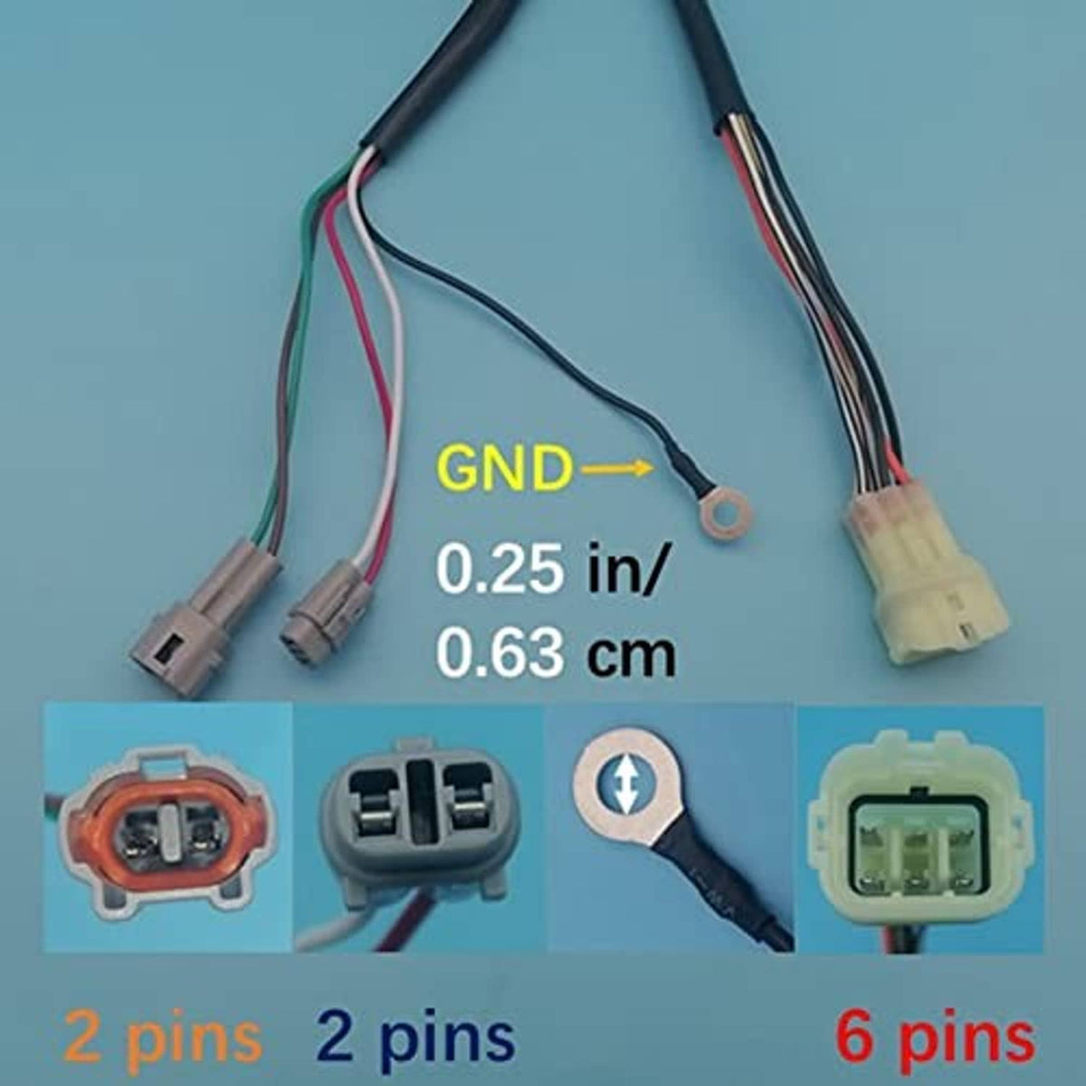 CDI ignition box wiring with GND ring terminal and pin counts (2-pin, 6-pin)