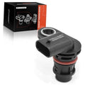 Camshaft position sensor with gray connector, black body, and orange sealing ring.