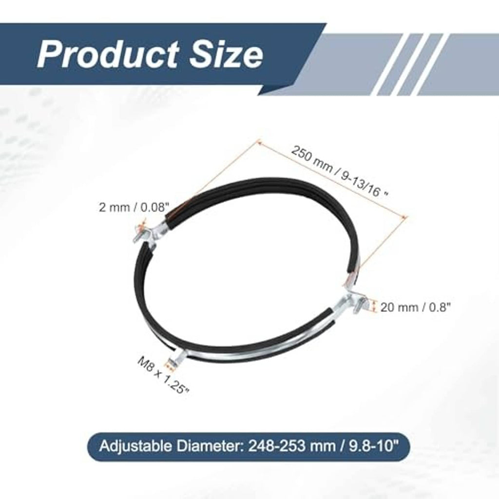 Adjustable split ring pipe hanger set with black band and galvanized mounting hardware