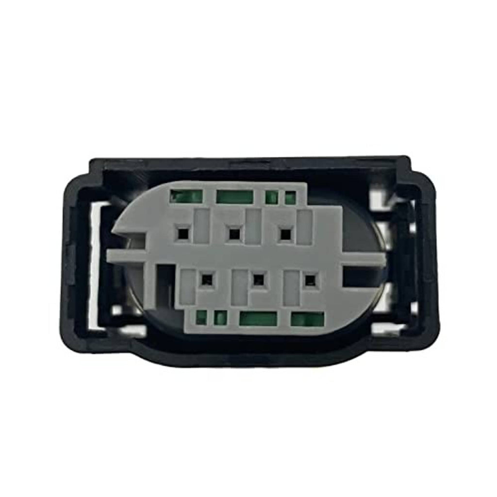 Throttle position sensor connector wiring harness, gray multi-pin plug with green slots in black case