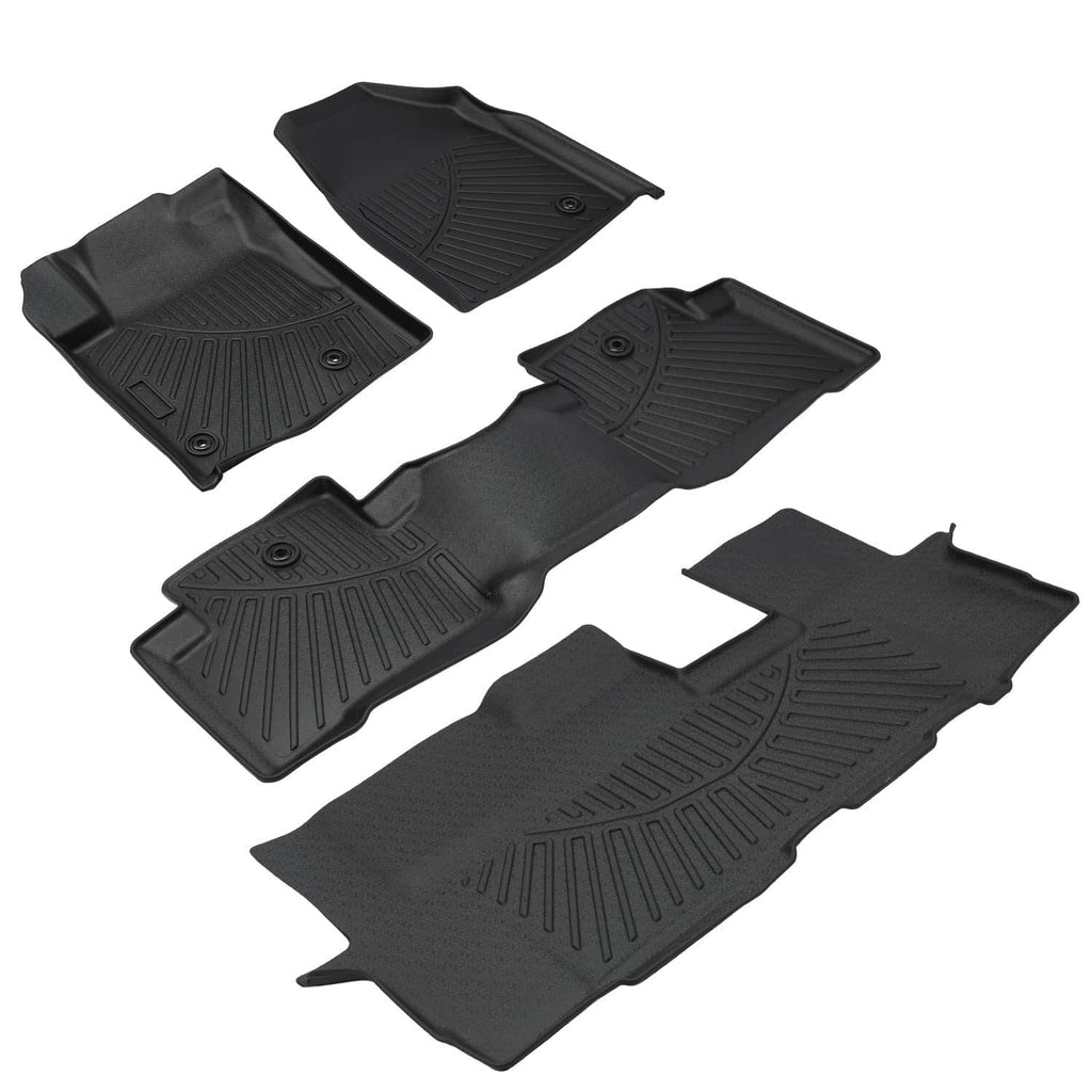 Black TPE floor mat set with ribbed tread pattern and molded trim tabs