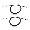 Set of two black rear door latch cables with metal end fittings and looped housing