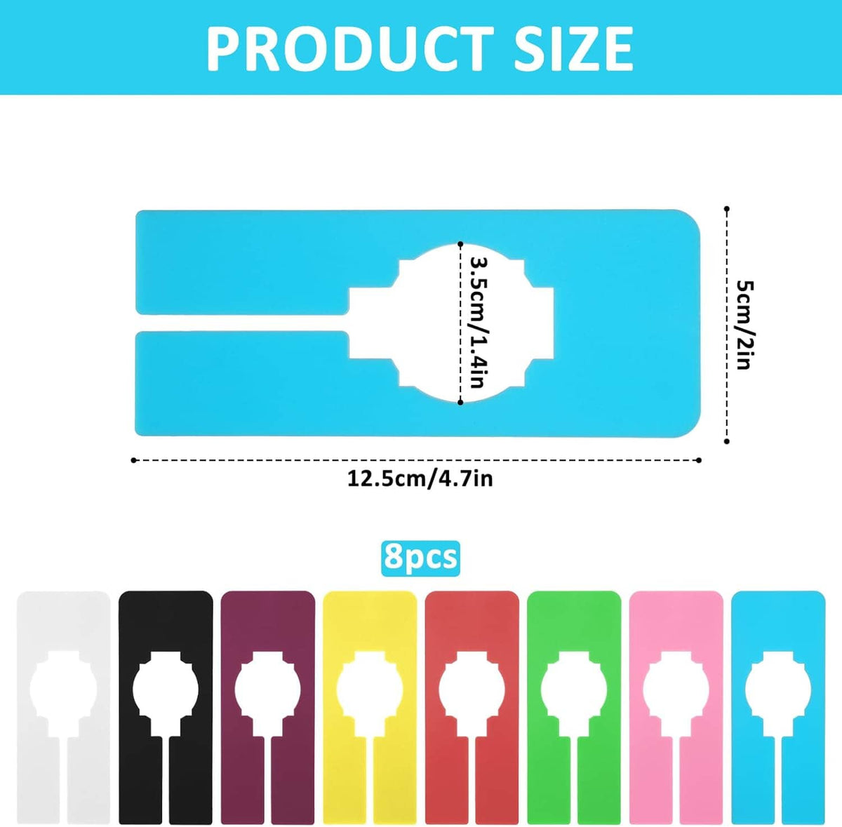 Rectangular hanging closet divider template with cutout silhouette and size markings