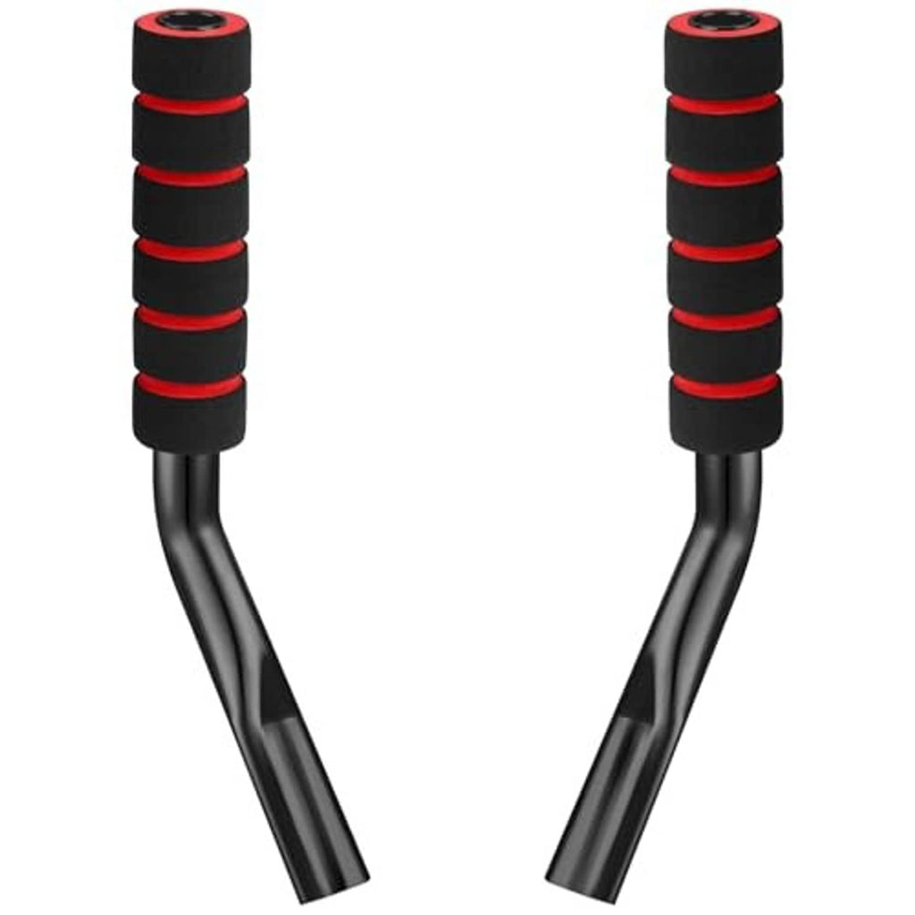 Pair of curved black brake extenders with stacked red non-slip grip rings