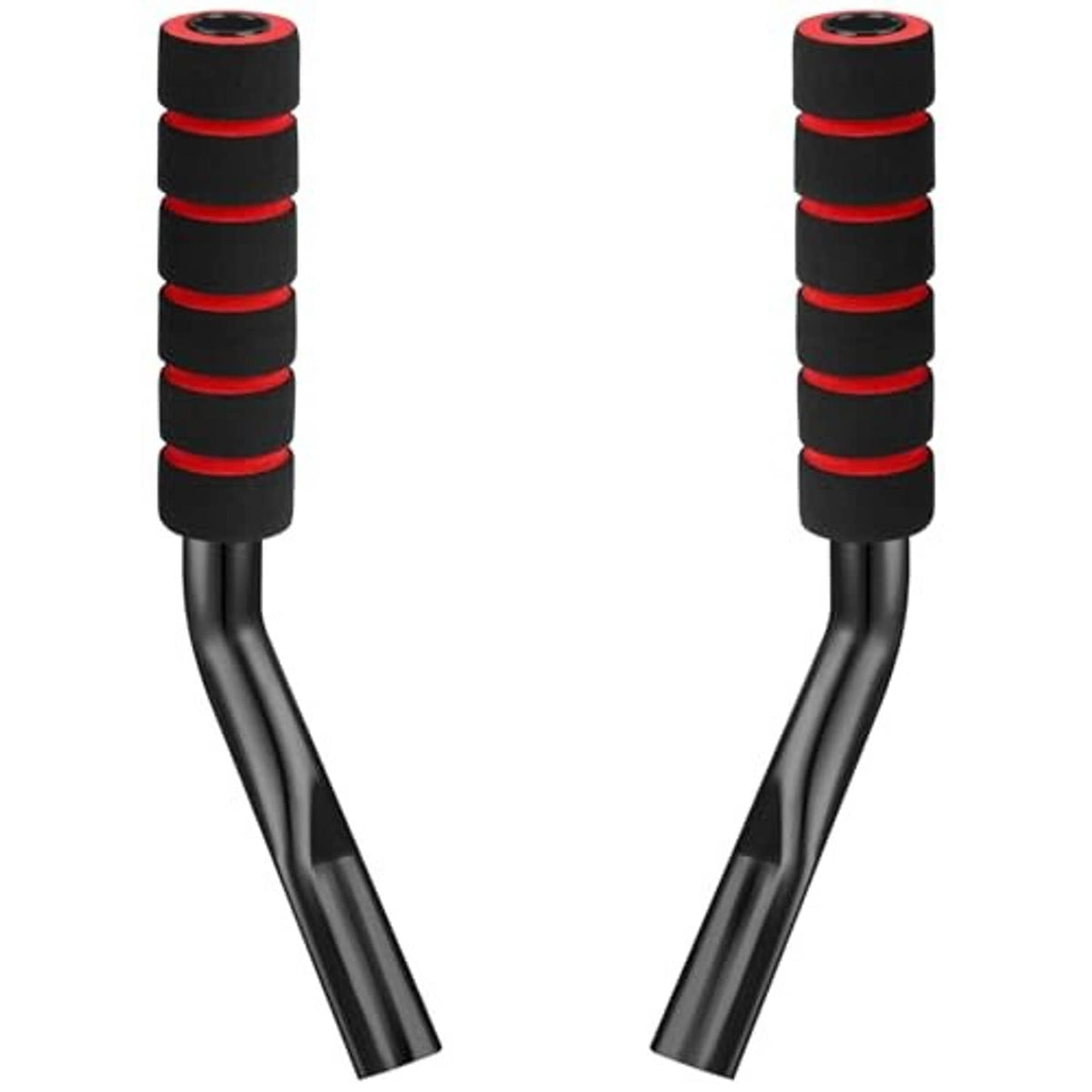 Pair of curved black brake extenders with stacked red non-slip grip rings
