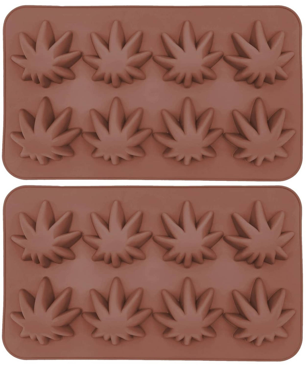 2-pack silicone candy molds in brown, embossed Japanese maple leaf shapes