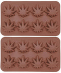 2-pack silicone candy molds in brown, embossed Japanese maple leaf shapes