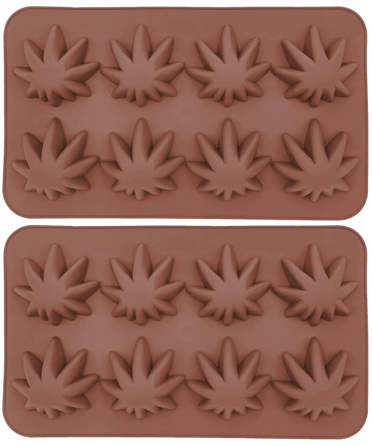 2-pack silicone candy molds in brown, embossed Japanese maple leaf shapes
