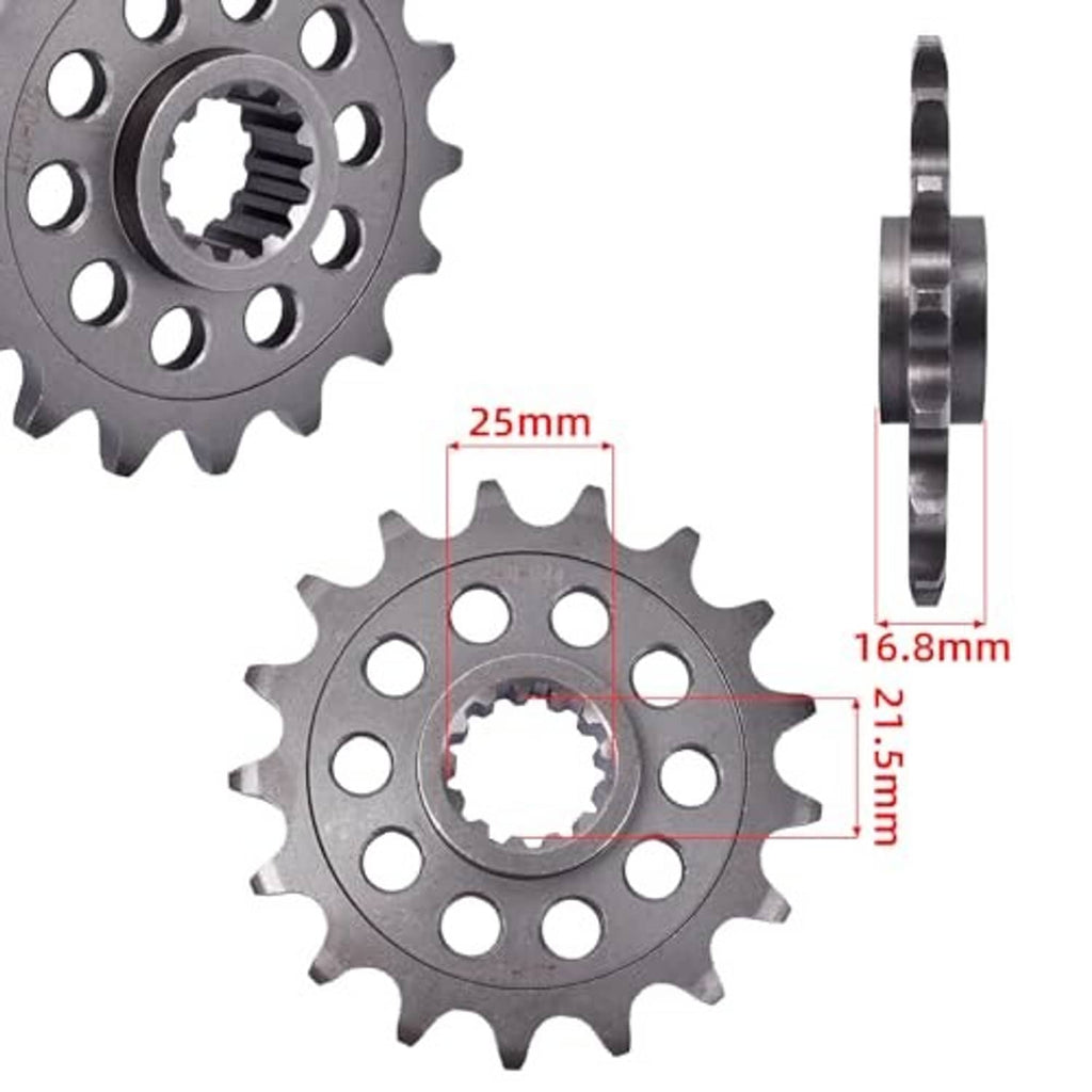 Front sprocket gear with mounting holes, central splined hub, and side profile edge
