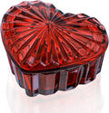 Heart-shaped crystal jewelry box with red faceted glass lid