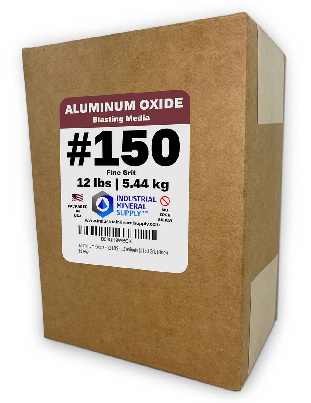 Aluminum oxide blasting abrasive media, #150 fine grit, 12 lb packaged box
