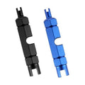 Two-piece valve core remover tools, black and blue