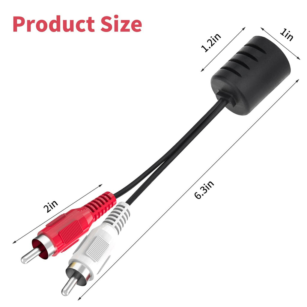 Stereo audio balun extender with red/white RCA connectors and black cable