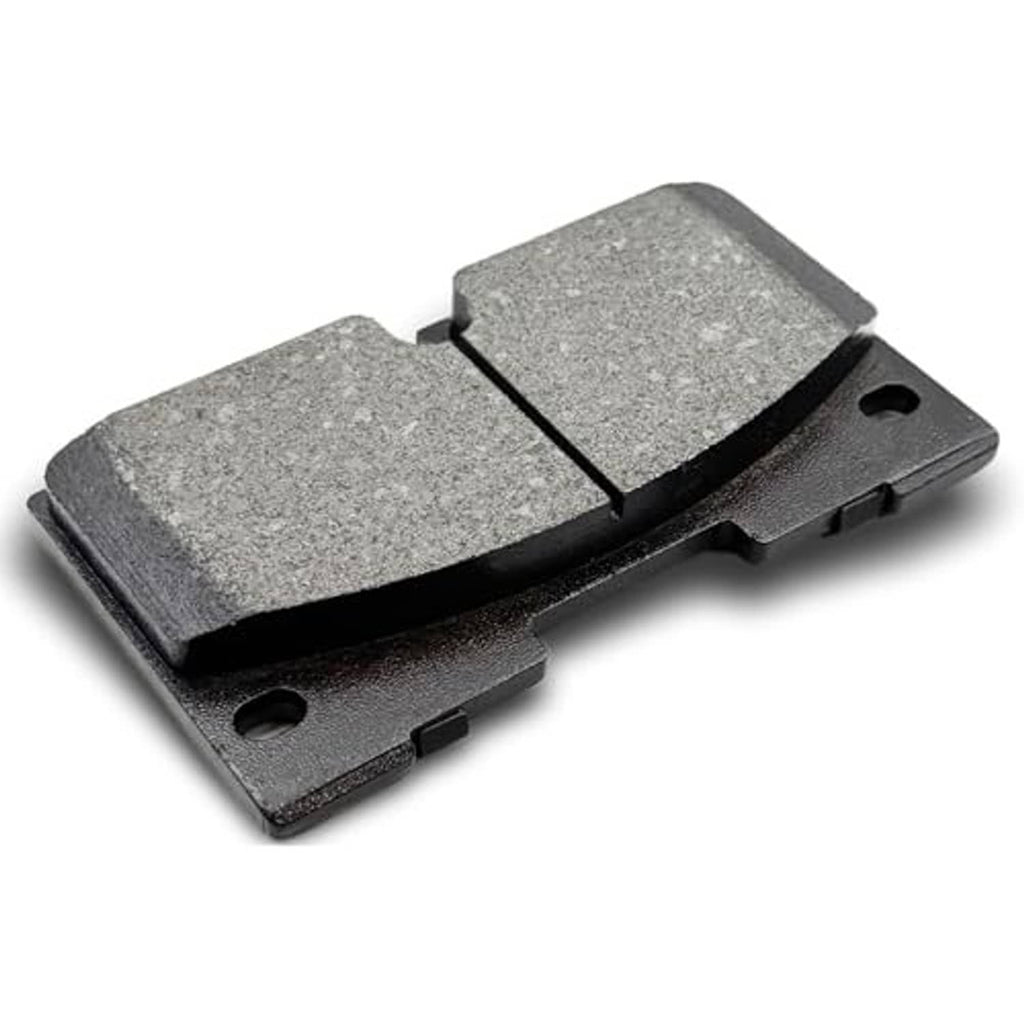 Ceramic brake pads set, two gray pads with black backing and cutout holes