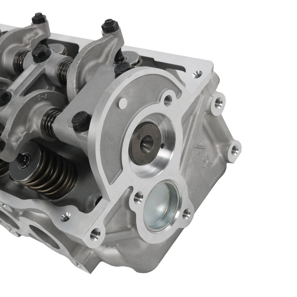 Cylinder head end view with timing gear housing and spring-loaded valve components
