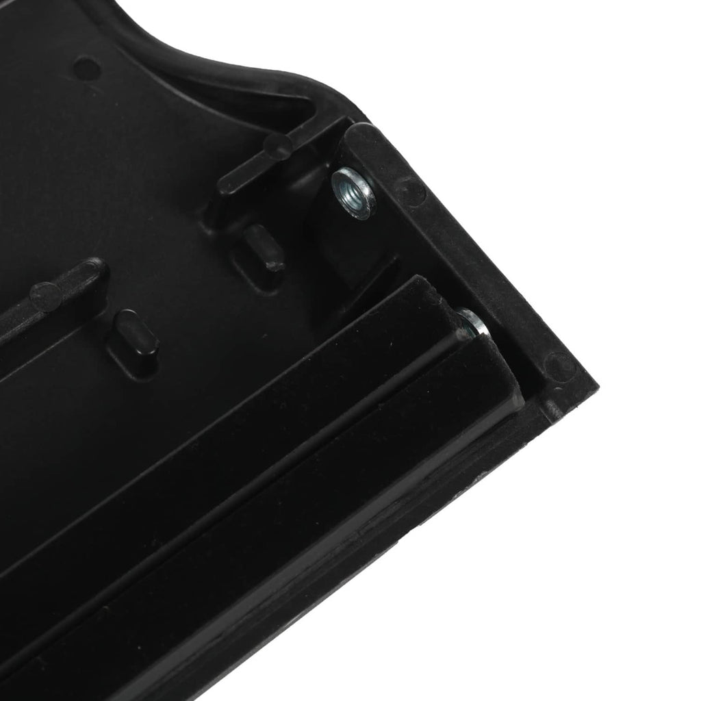 Black interior door handle hinge area with threaded insert and molded support tabs