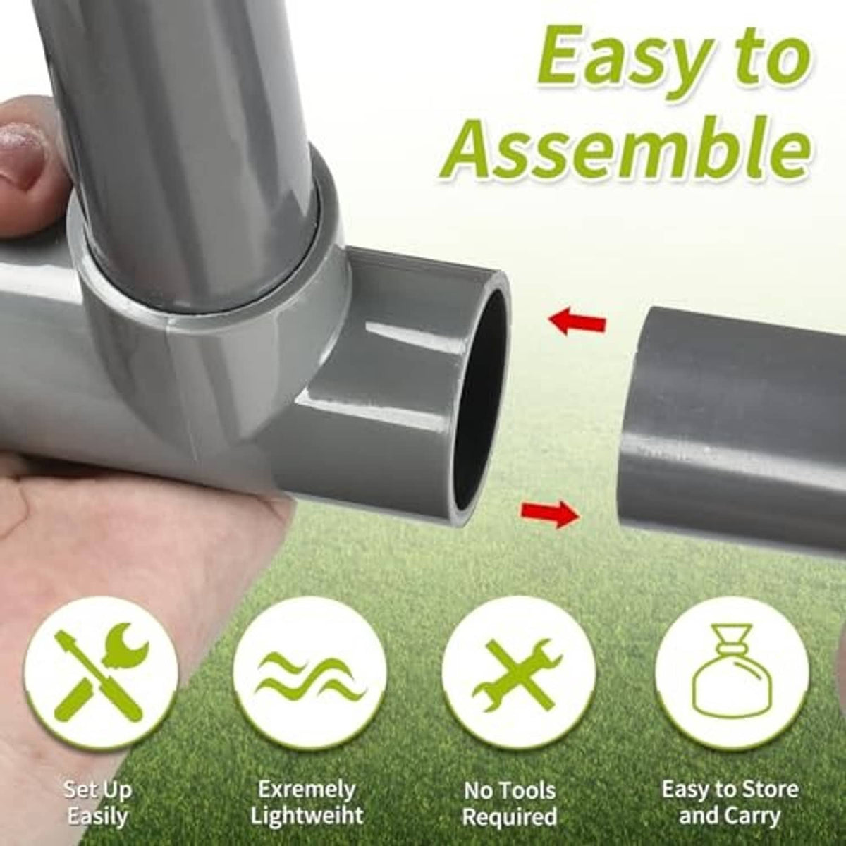 2-in-1 strike zone net frame corner connector detail with gray PVC piping
