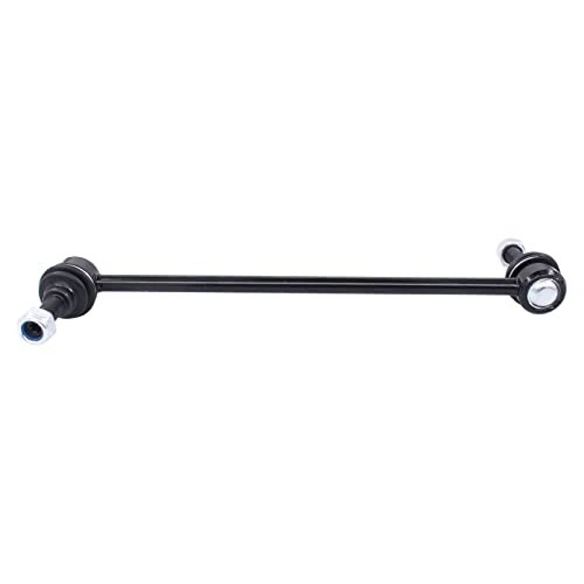 Front sway bar link with black rod and round rubber bushing at each end