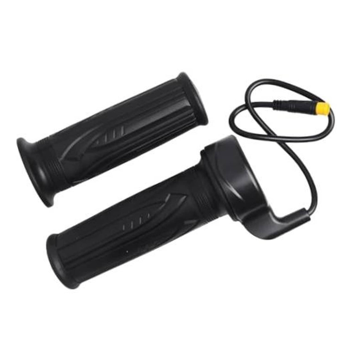 Black twist throttle handlebar grips set with wiring harness and connector