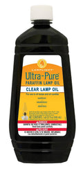 Lamplight ultra-pure clear lamp oil bottle, black with white cap and yellow label