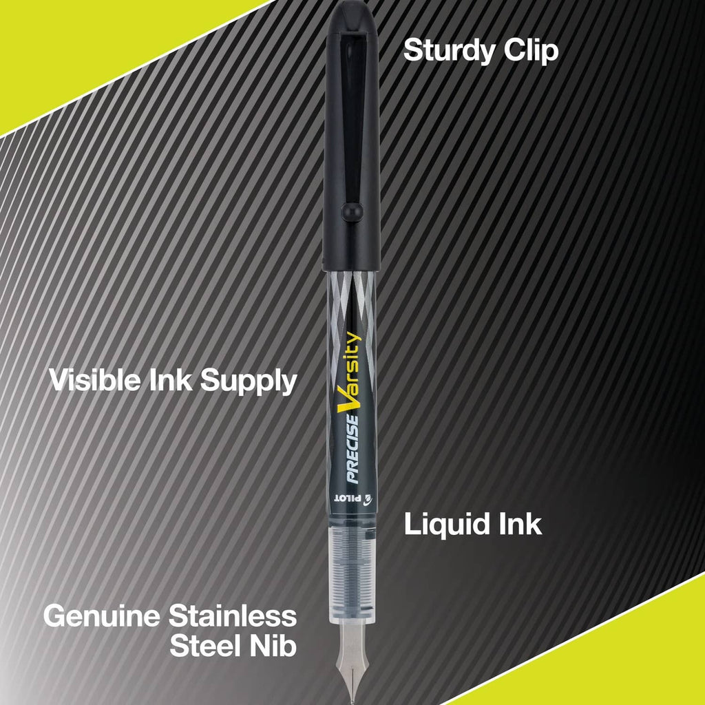 Pilot Precise Varsity fountain pen with clip and visible ink supply window
