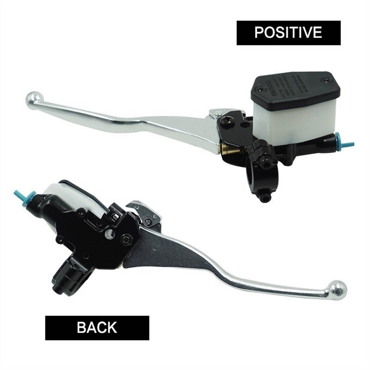 Brake master cylinder and lever set with black reservoir and mounting hardware